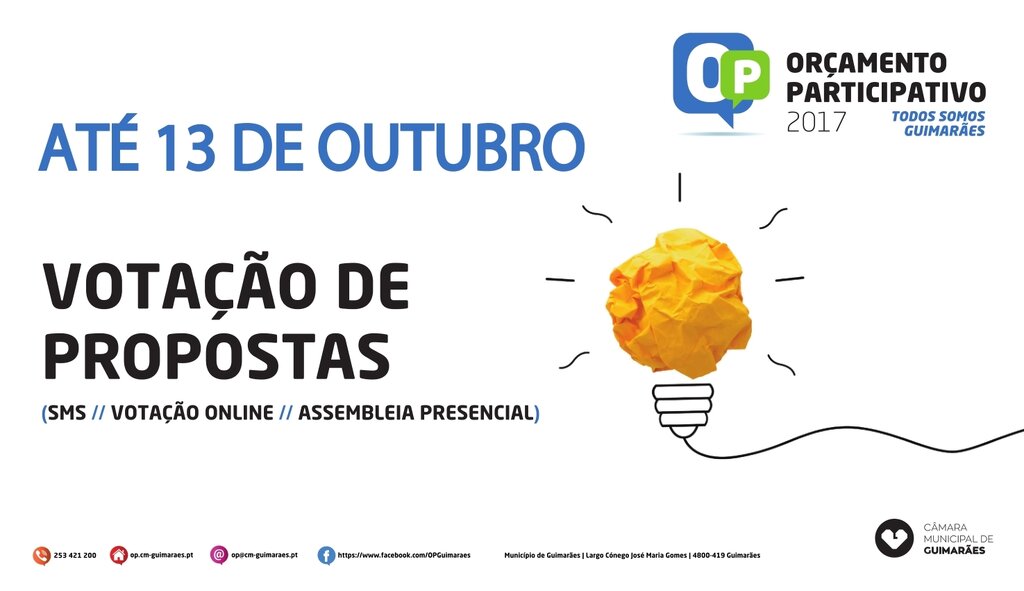 Votação no Orçamento Participativo 2017 até 13 de outubro