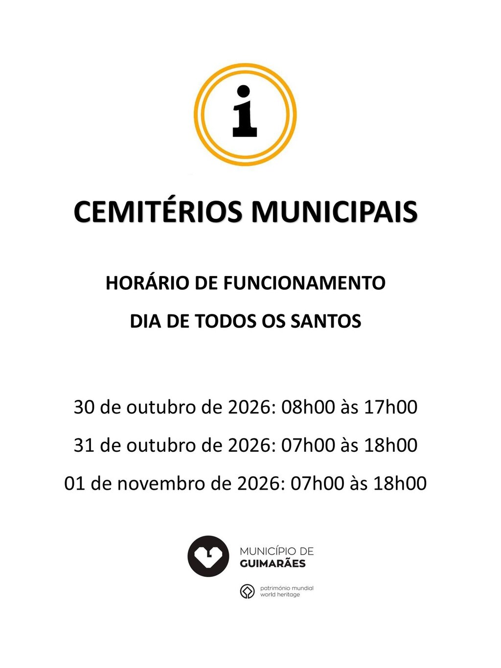 Hor&aacute;rios todos os santos